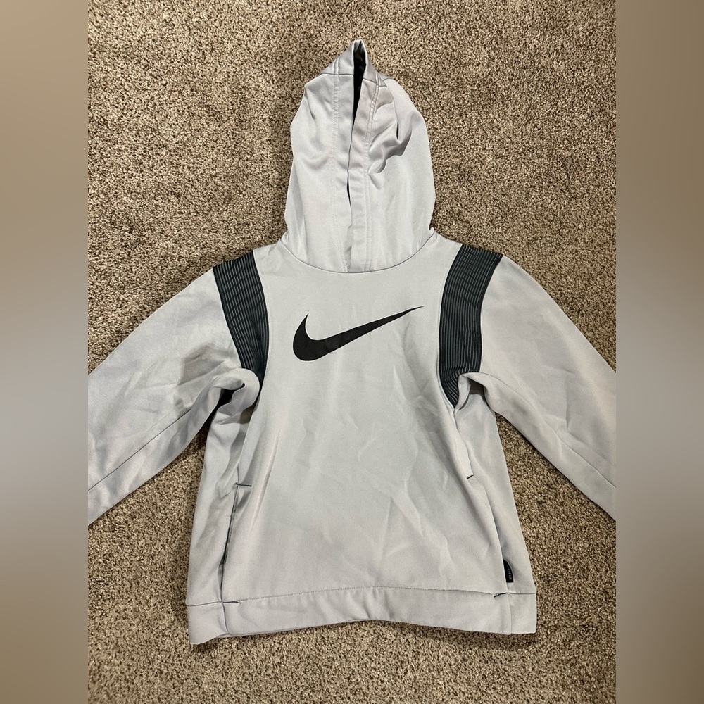 Kids Nike Gray Hoodie with Black Logo - Picture 7 of 12